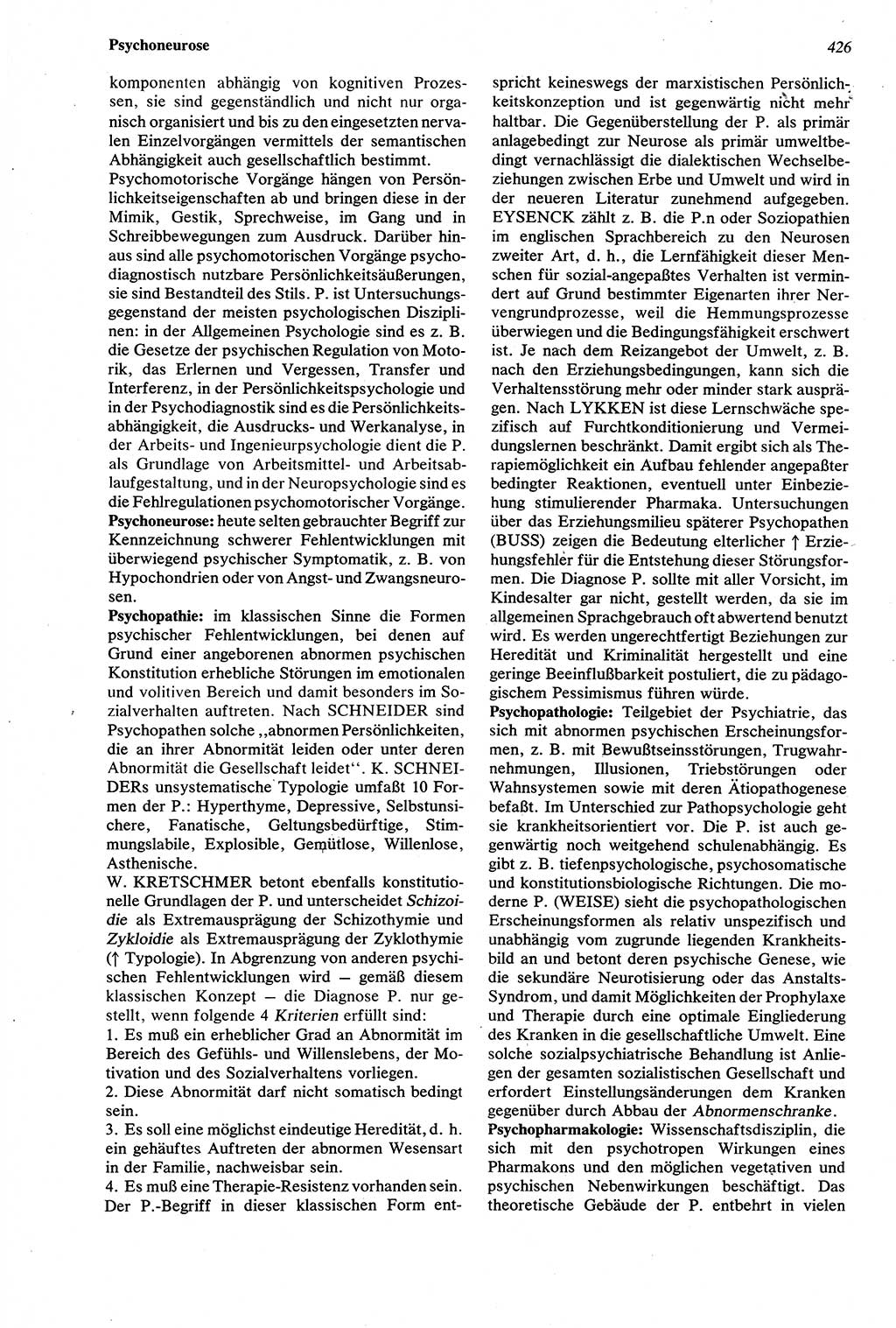 Wörterbuch der Psychologie [Deutsche Demokratische Republik (DDR)] 1976, Seite 426 (Wb. Psych. DDR 1976, S. 426)