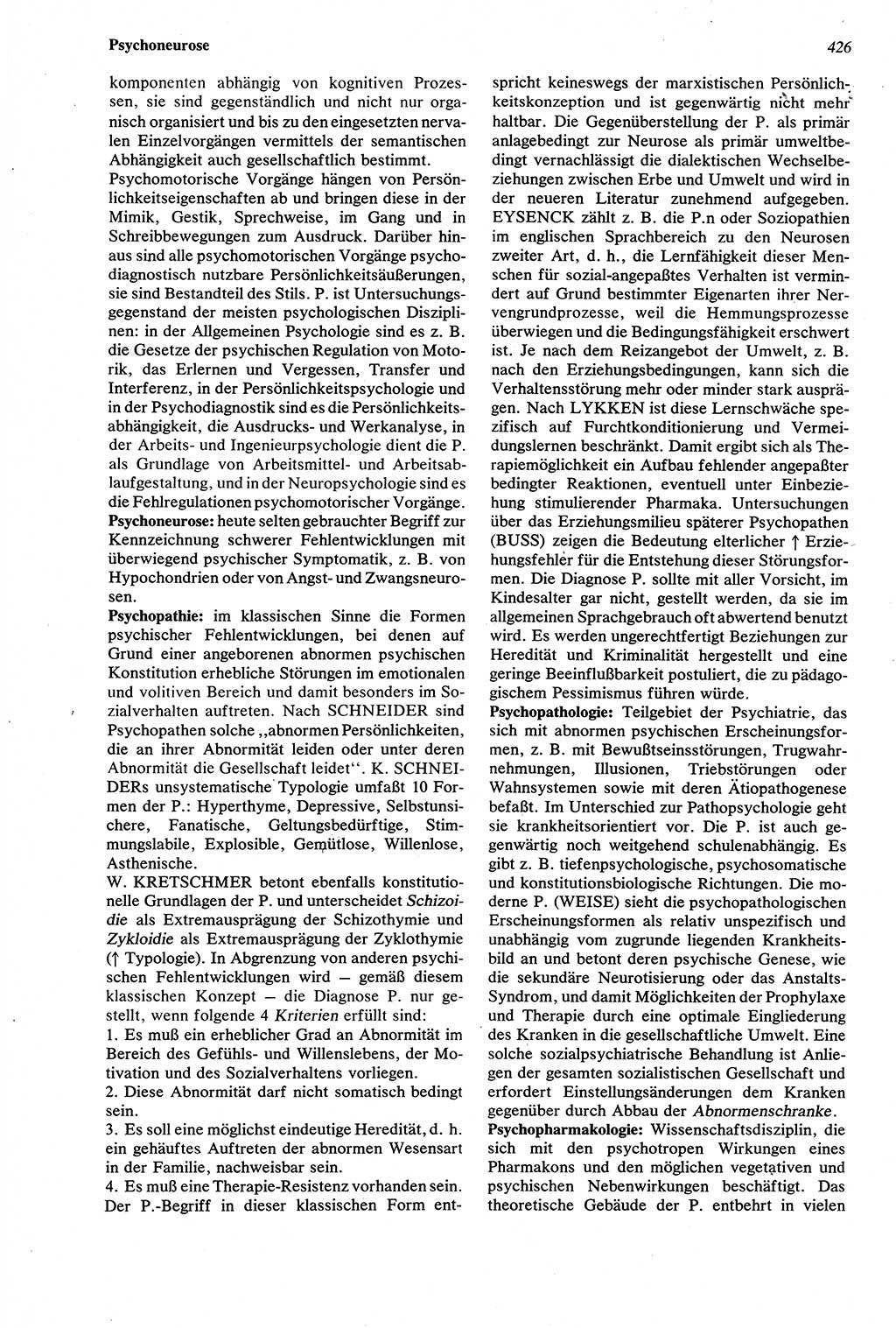 Wörterbuch der Psychologie [Deutsche Demokratische Republik (DDR)] 1976, Seite 426 (Wb. Psych. DDR 1976, S. 426)
