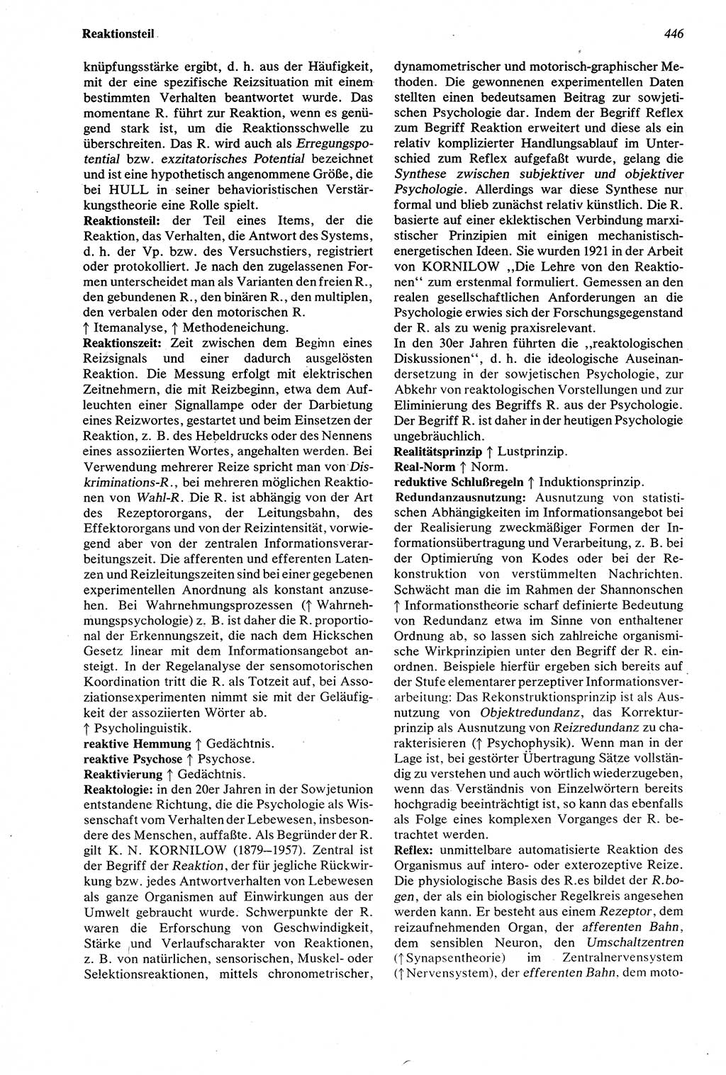 Wörterbuch der Psychologie [Deutsche Demokratische Republik (DDR)] 1976, Seite 446 (Wb. Psych. DDR 1976, S. 446)