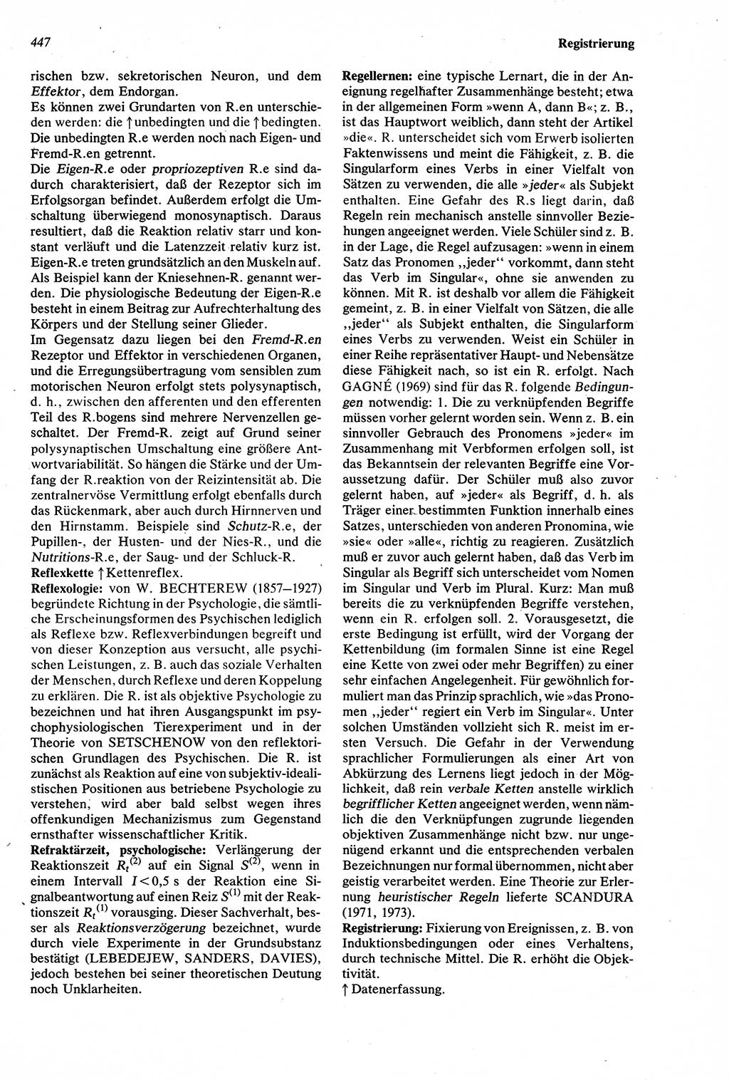 Wörterbuch der Psychologie [Deutsche Demokratische Republik (DDR)] 1976, Seite 447 (Wb. Psych. DDR 1976, S. 447)