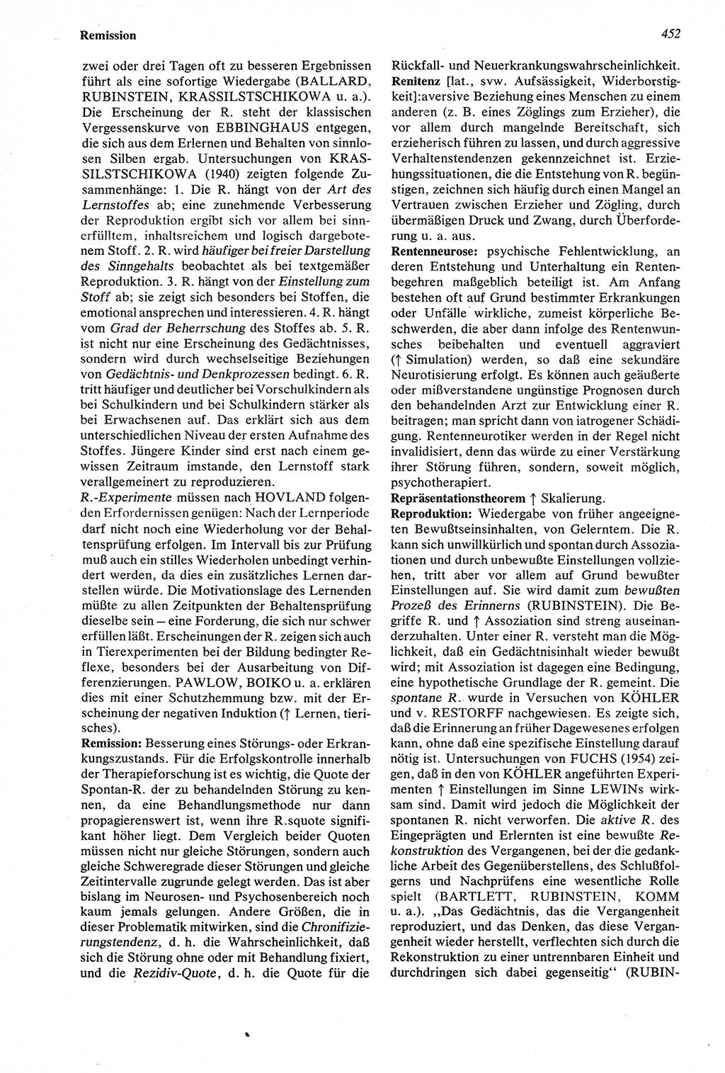 Wörterbuch der Psychologie [Deutsche Demokratische Republik (DDR)] 1976, Seite 452 (Wb. Psych. DDR 1976, S. 452)