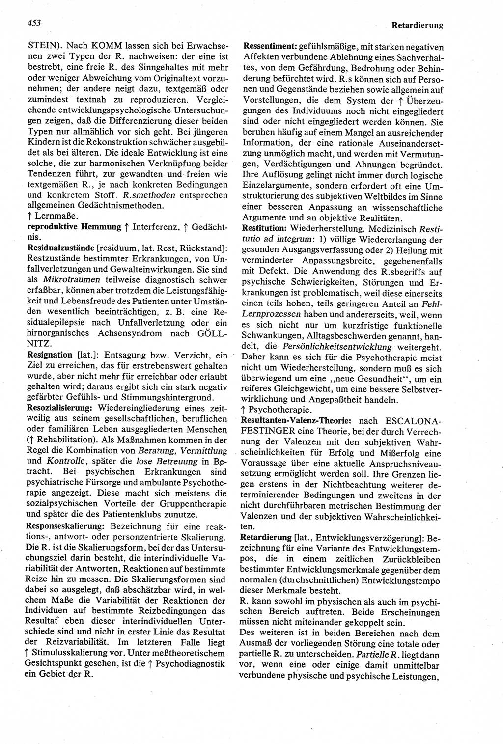 Wörterbuch der Psychologie [Deutsche Demokratische Republik (DDR)] 1976, Seite 453 (Wb. Psych. DDR 1976, S. 453)
