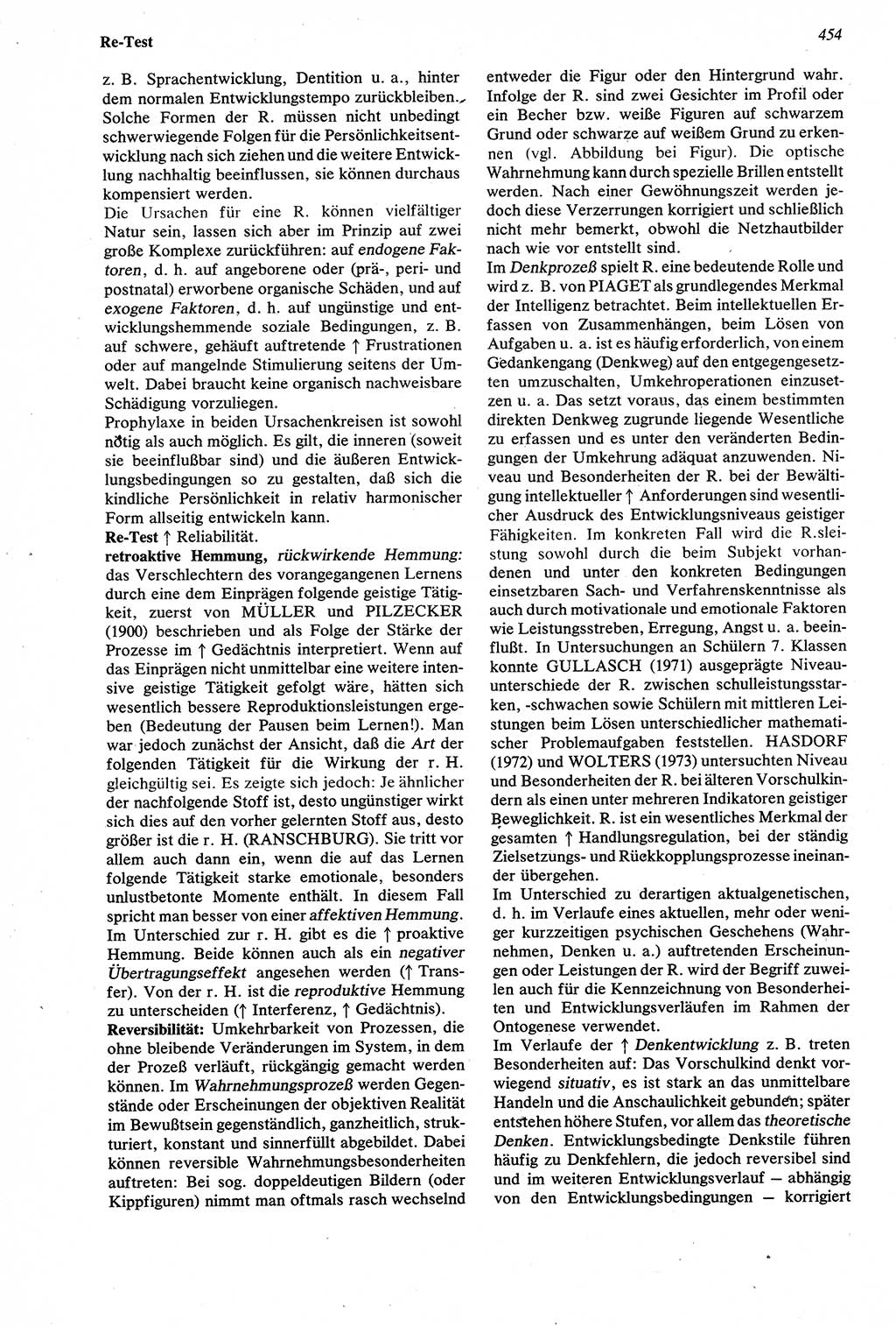 Wörterbuch der Psychologie [Deutsche Demokratische Republik (DDR)] 1976, Seite 454 (Wb. Psych. DDR 1976, S. 454)