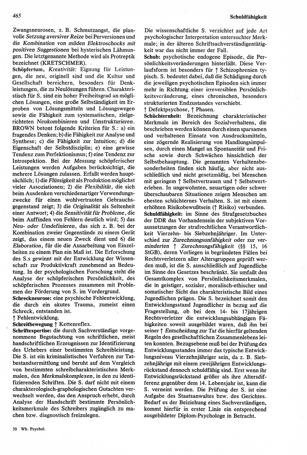 Wörterbuch der Psychologie [Deutsche Demokratische Republik (DDR)] 1976, Seite 465 (Wb. Psych. DDR 1976, S. 465)