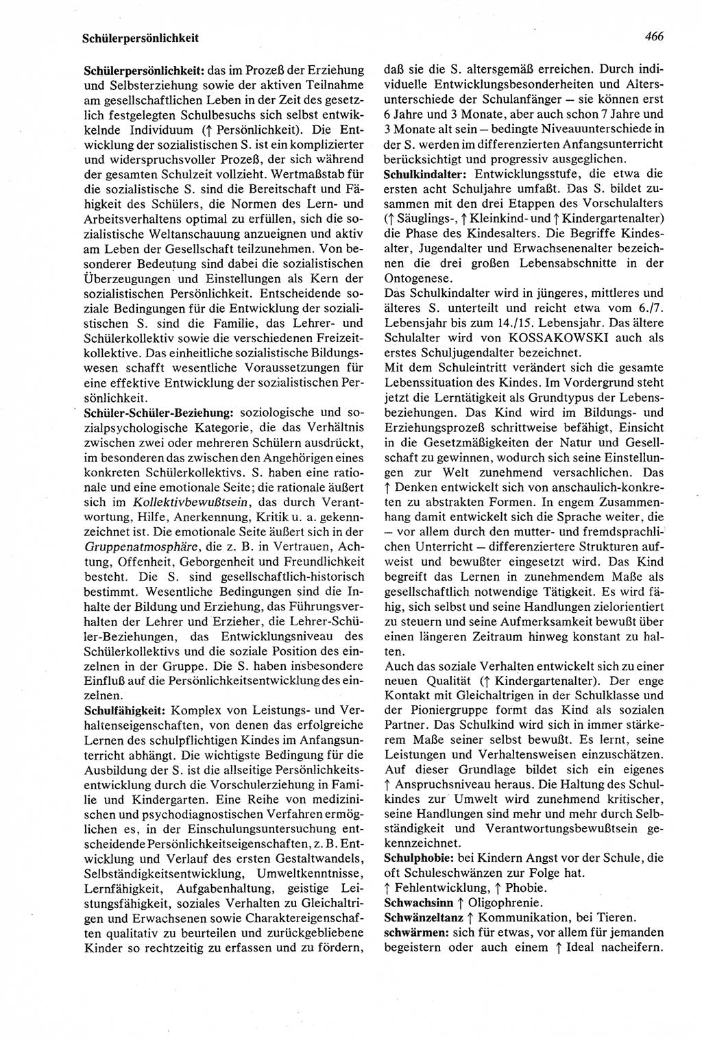 Wörterbuch der Psychologie [Deutsche Demokratische Republik (DDR)] 1976, Seite 466 (Wb. Psych. DDR 1976, S. 466)