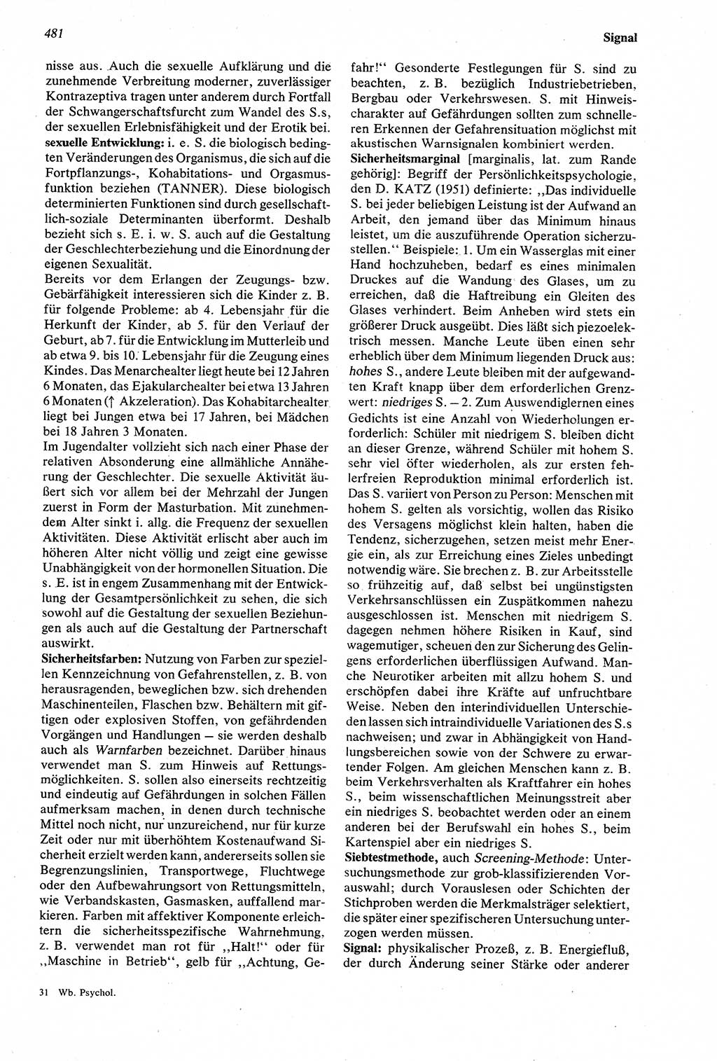 Wörterbuch der Psychologie [Deutsche Demokratische Republik (DDR)] 1976, Seite 481 (Wb. Psych. DDR 1976, S. 481)
