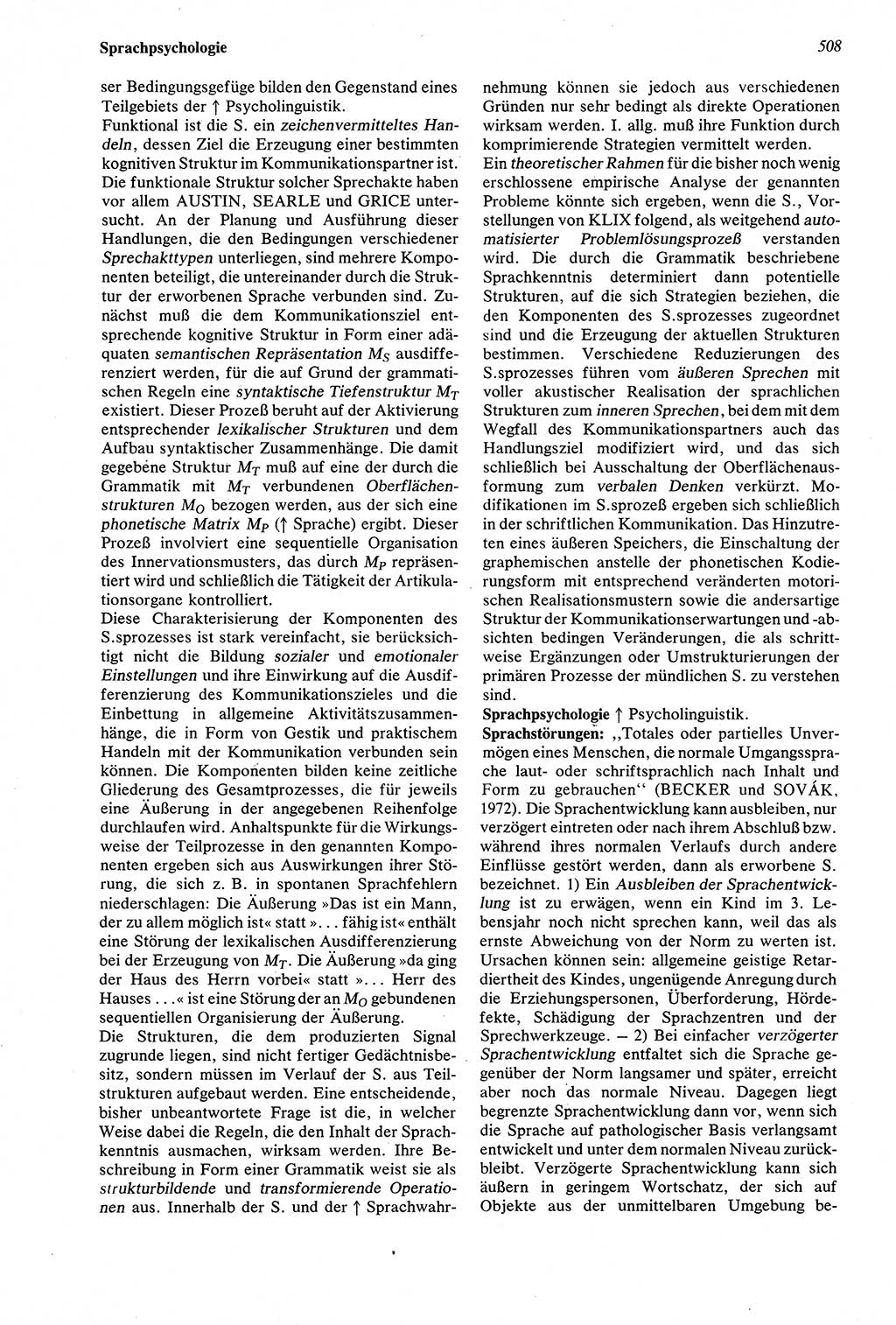 Wörterbuch der Psychologie [Deutsche Demokratische Republik (DDR)] 1976, Seite 508 (Wb. Psych. DDR 1976, S. 508)