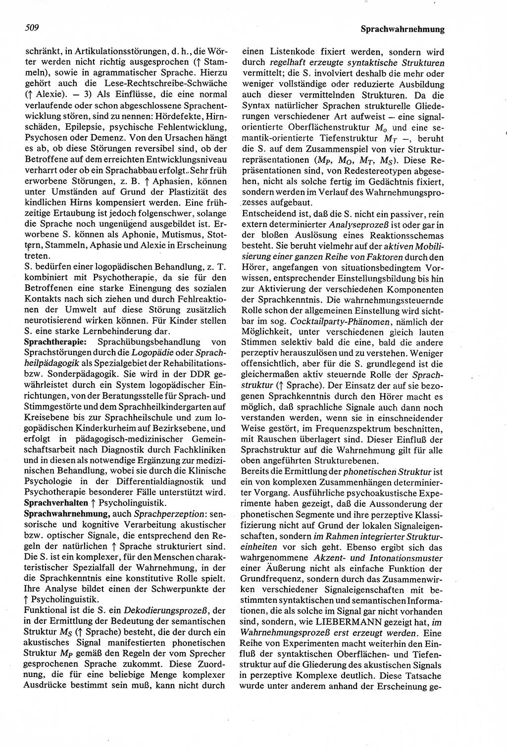 Wörterbuch der Psychologie [Deutsche Demokratische Republik (DDR)] 1976, Seite 509 (Wb. Psych. DDR 1976, S. 509)