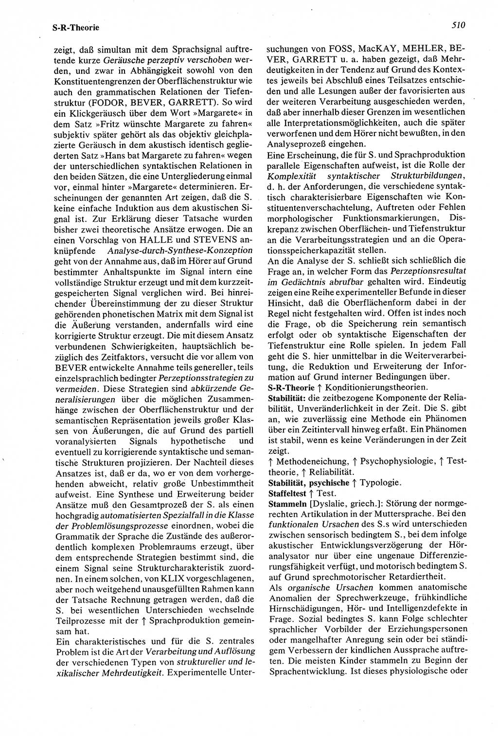 Wörterbuch der Psychologie [Deutsche Demokratische Republik (DDR)] 1976, Seite 510 (Wb. Psych. DDR 1976, S. 510)