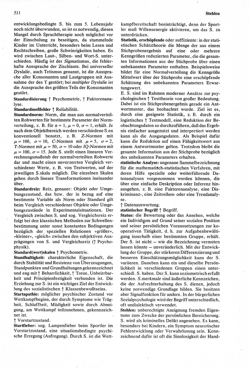 Wörterbuch der Psychologie [Deutsche Demokratische Republik (DDR)] 1976, Seite 511 (Wb. Psych. DDR 1976, S. 511)