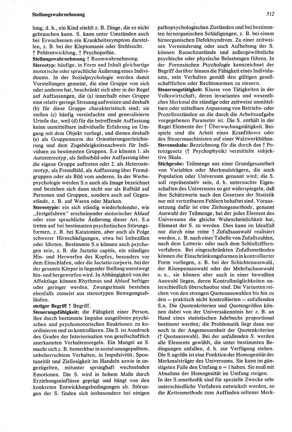 Wörterbuch der Psychologie [Deutsche Demokratische Republik (DDR)] 1976, Seite 512 (Wb. Psych. DDR 1976, S. 512)