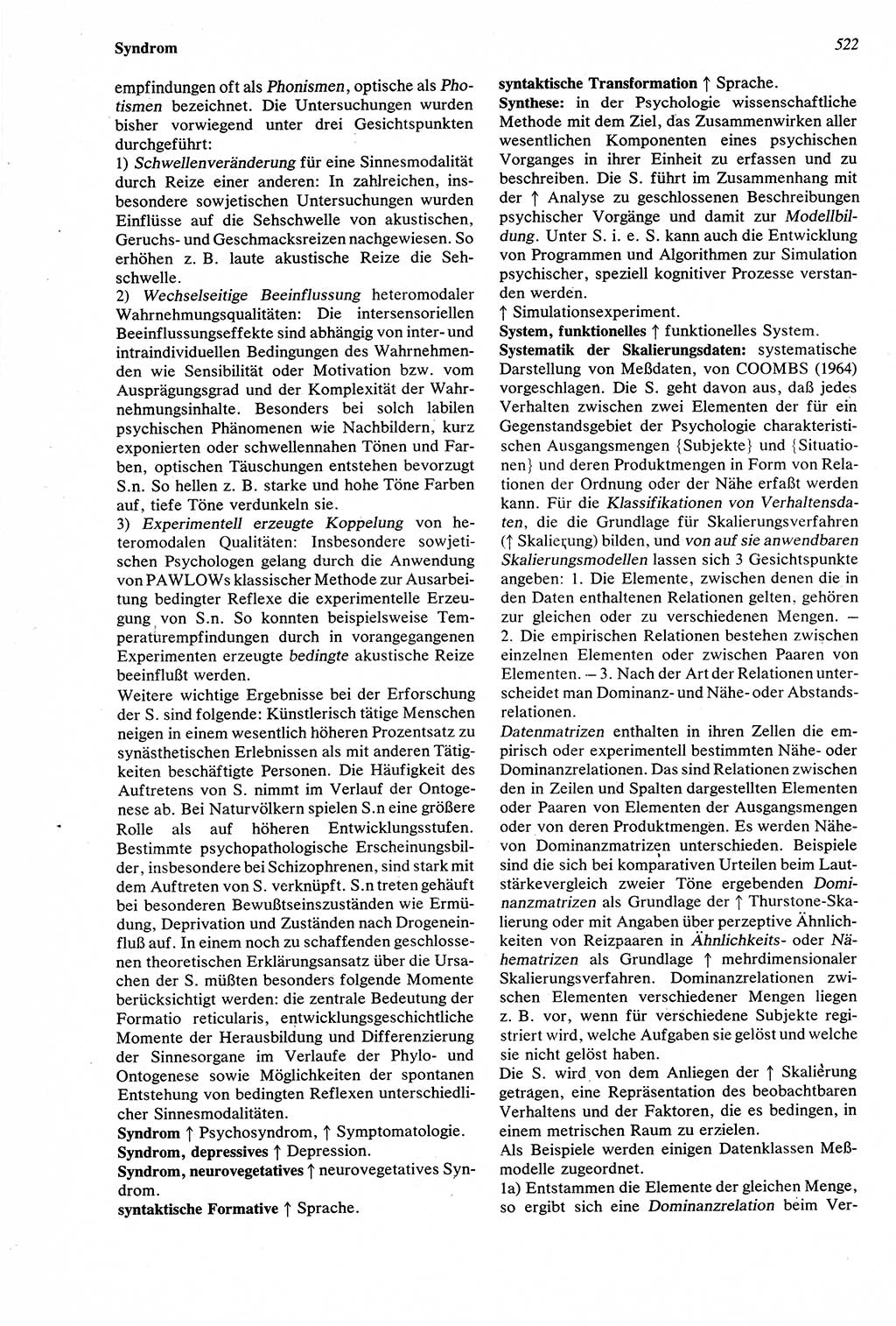 Wörterbuch der Psychologie [Deutsche Demokratische Republik (DDR)] 1976, Seite 522 (Wb. Psych. DDR 1976, S. 522)