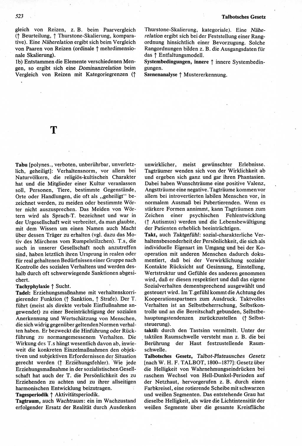 Wörterbuch der Psychologie [Deutsche Demokratische Republik (DDR)] 1976, Seite 523 (Wb. Psych. DDR 1976, S. 523)