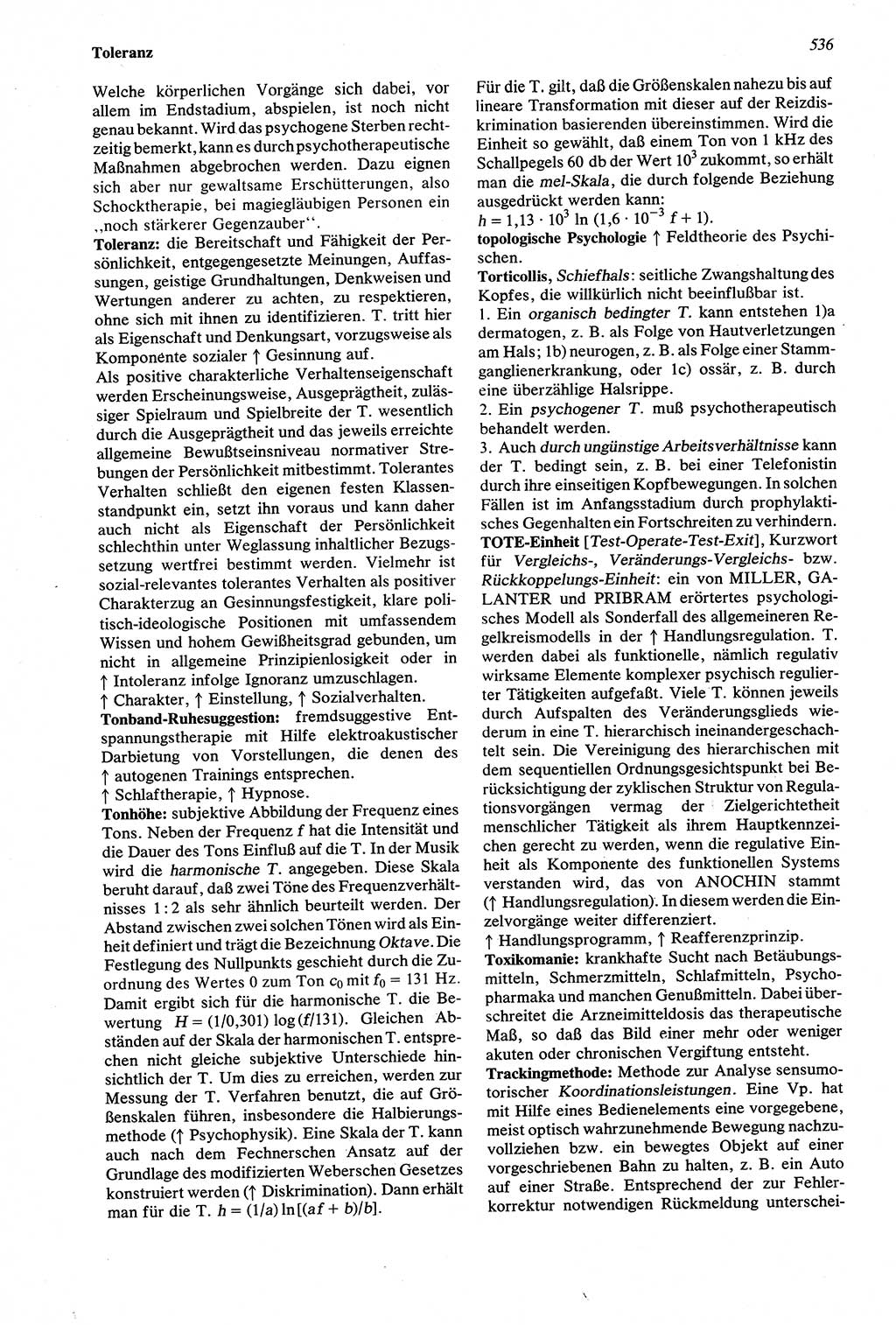 Wörterbuch der Psychologie [Deutsche Demokratische Republik (DDR)] 1976, Seite 536 (Wb. Psych. DDR 1976, S. 536)