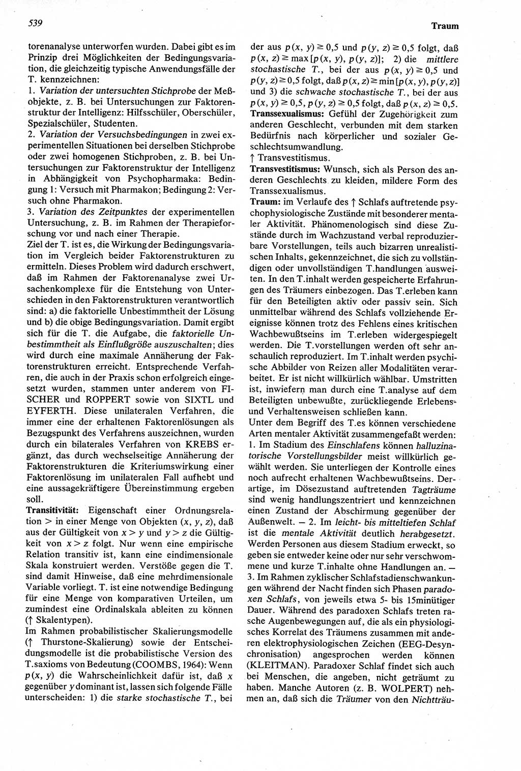 Wörterbuch der Psychologie [Deutsche Demokratische Republik (DDR)] 1976, Seite 539 (Wb. Psych. DDR 1976, S. 539)