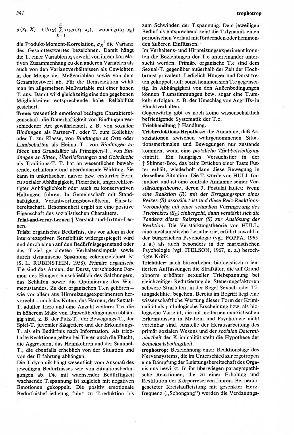 Wörterbuch der Psychologie [Deutsche Demokratische Republik (DDR)] 1976, Seite 541 (Wb. Psych. DDR 1976, S. 541)