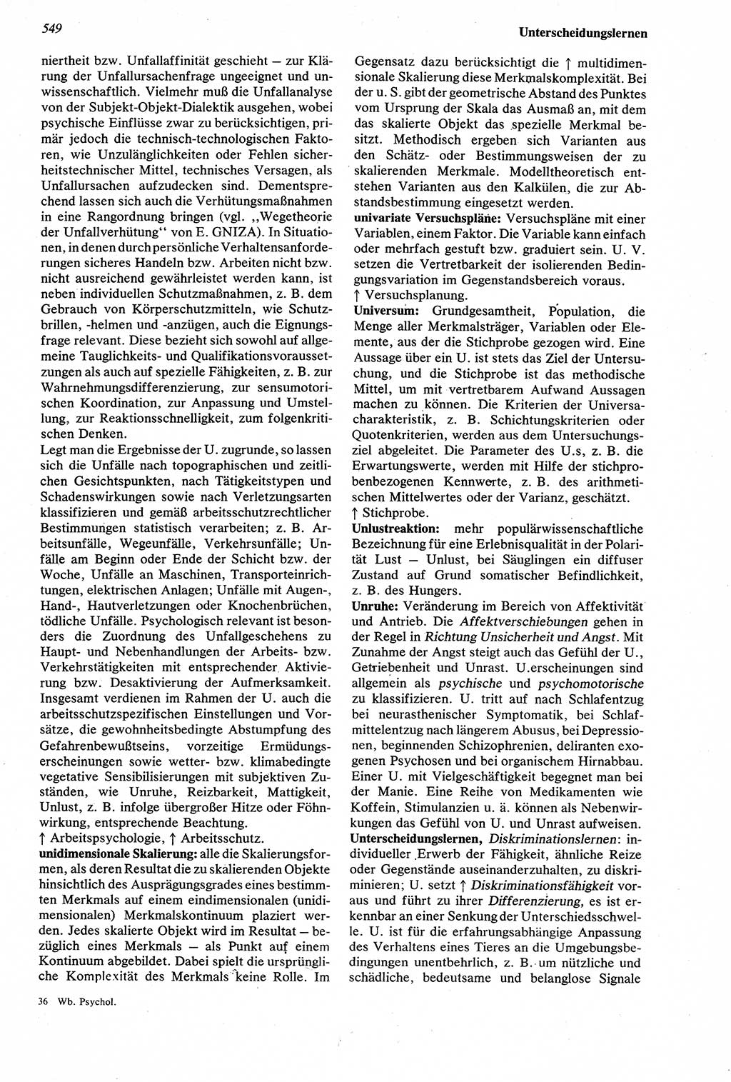 Wörterbuch der Psychologie [Deutsche Demokratische Republik (DDR)] 1976, Seite 549 (Wb. Psych. DDR 1976, S. 549)