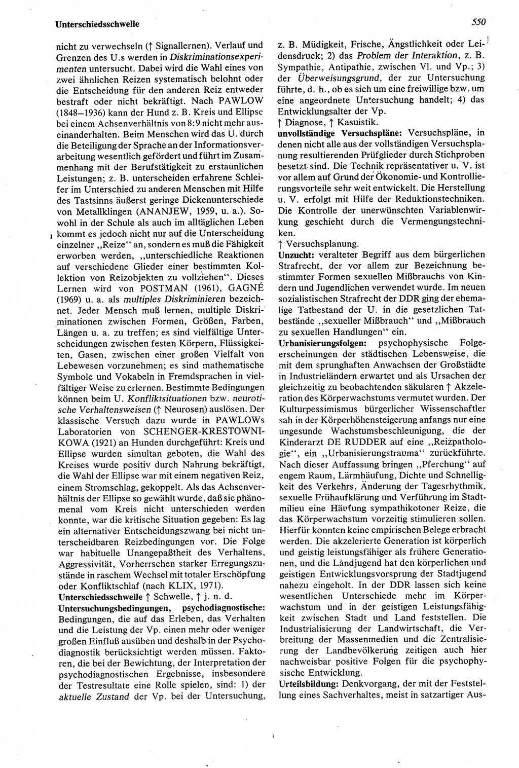 Wörterbuch der Psychologie [Deutsche Demokratische Republik (DDR)] 1976, Seite 550 (Wb. Psych. DDR 1976, S. 550)