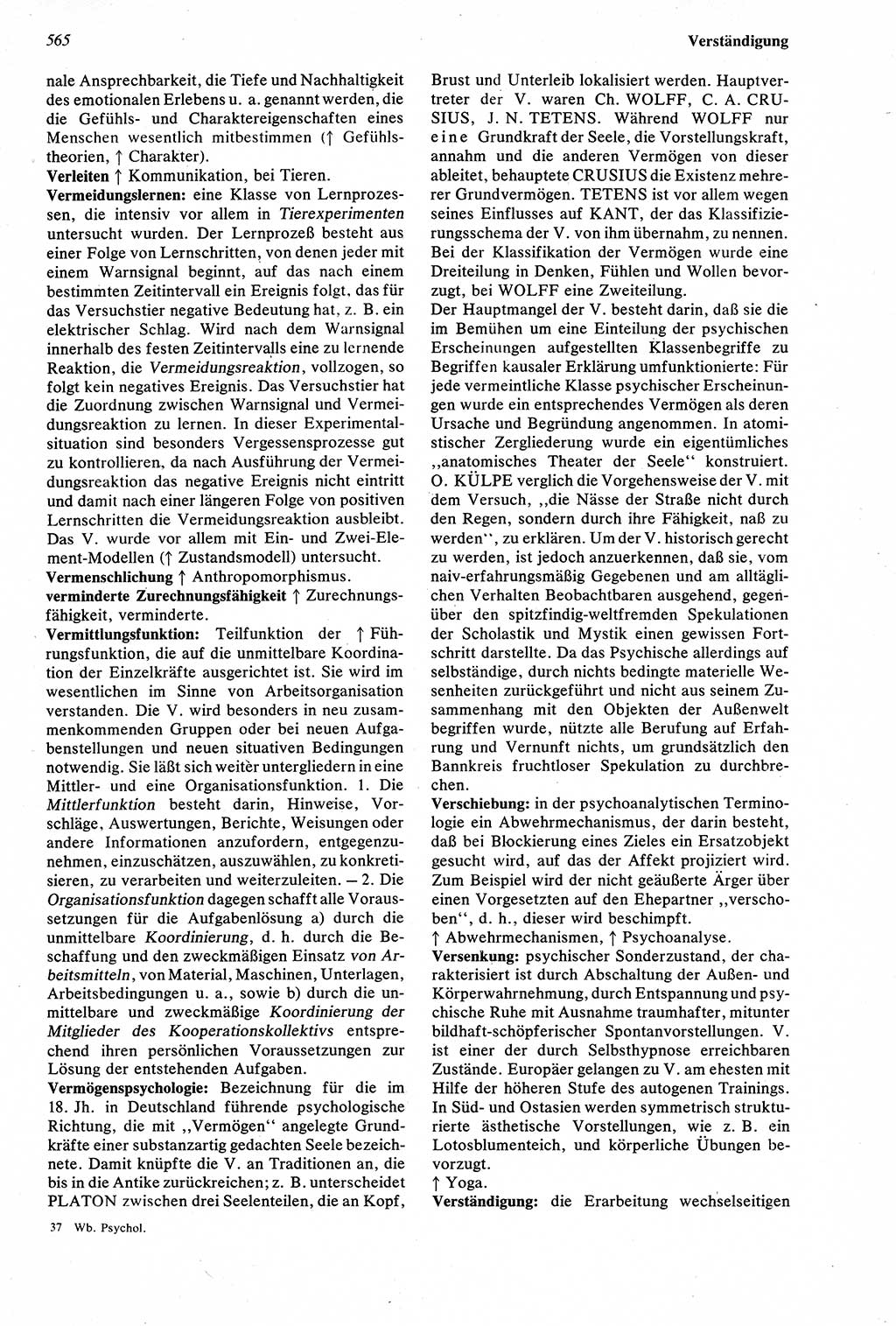 Wörterbuch der Psychologie [Deutsche Demokratische Republik (DDR)] 1976, Seite 565 (Wb. Psych. DDR 1976, S. 565)