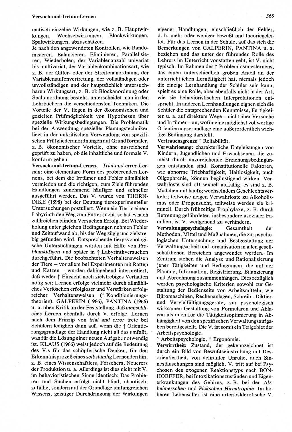 Wörterbuch der Psychologie [Deutsche Demokratische Republik (DDR)] 1976, Seite 568 (Wb. Psych. DDR 1976, S. 568)
