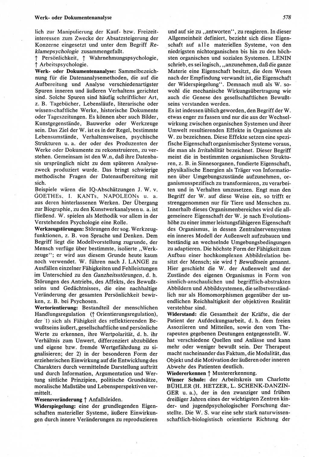 Wörterbuch der Psychologie [Deutsche Demokratische Republik (DDR)] 1976, Seite 578 (Wb. Psych. DDR 1976, S. 578)