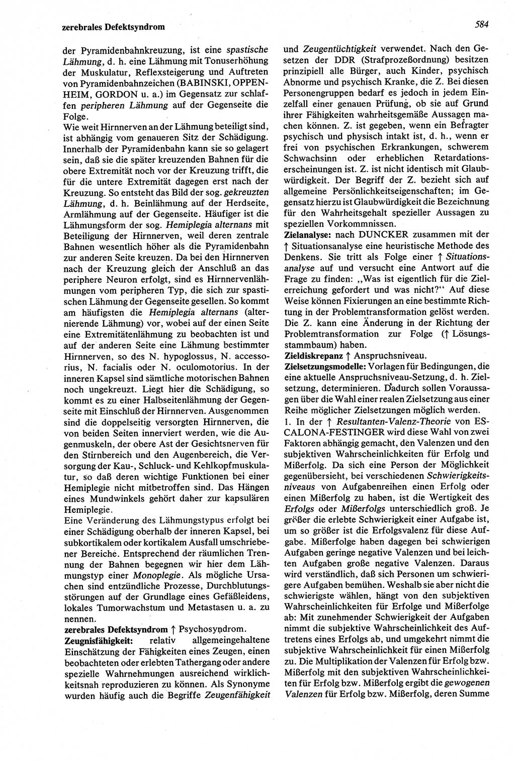 Wörterbuch der Psychologie [Deutsche Demokratische Republik (DDR)] 1976, Seite 584 (Wb. Psych. DDR 1976, S. 584)