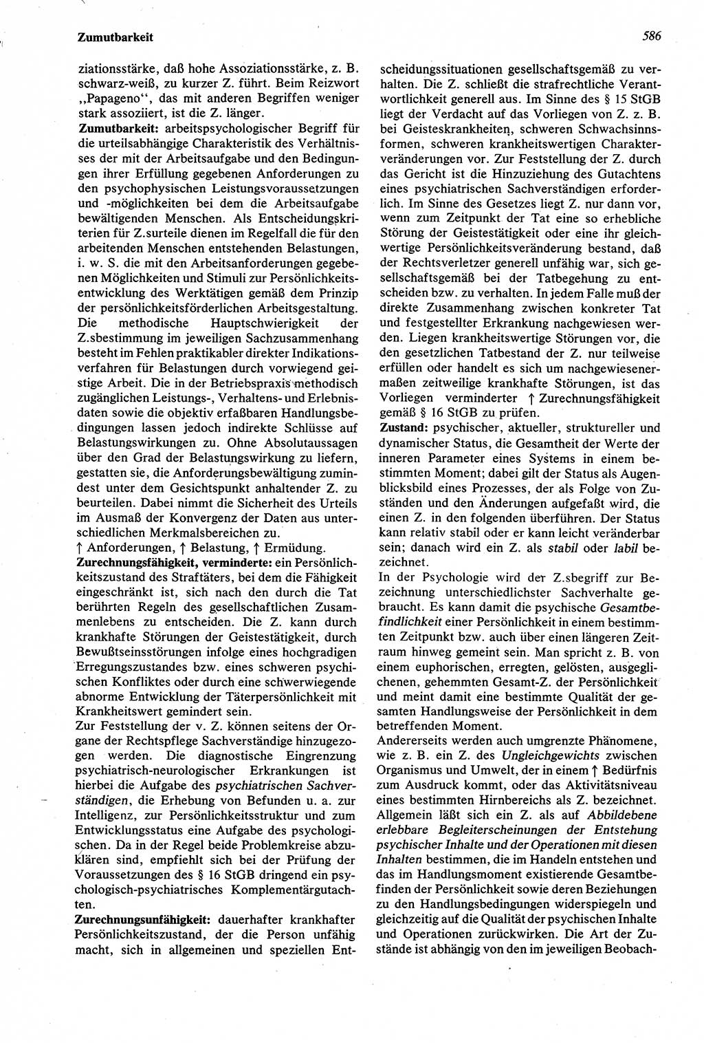 Wörterbuch der Psychologie [Deutsche Demokratische Republik (DDR)] 1976, Seite 586 (Wb. Psych. DDR 1976, S. 586)