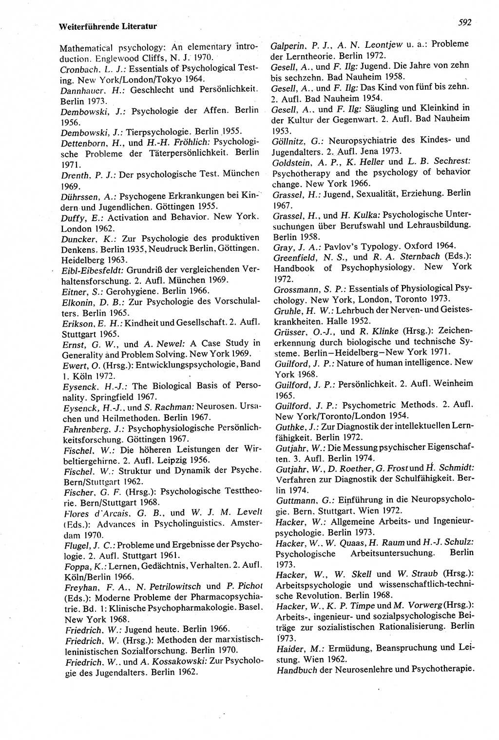 Wörterbuch der Psychologie [Deutsche Demokratische Republik (DDR)] 1976, Seite 592 (Wb. Psych. DDR 1976, S. 592)