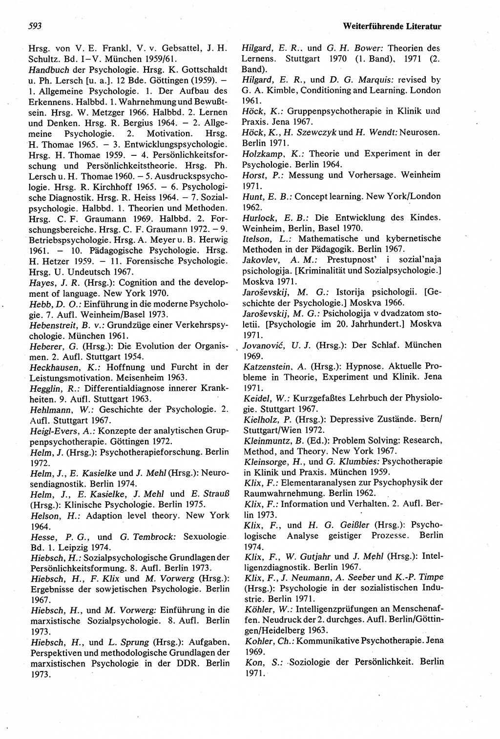 Wörterbuch der Psychologie [Deutsche Demokratische Republik (DDR)] 1976, Seite 593 (Wb. Psych. DDR 1976, S. 593)