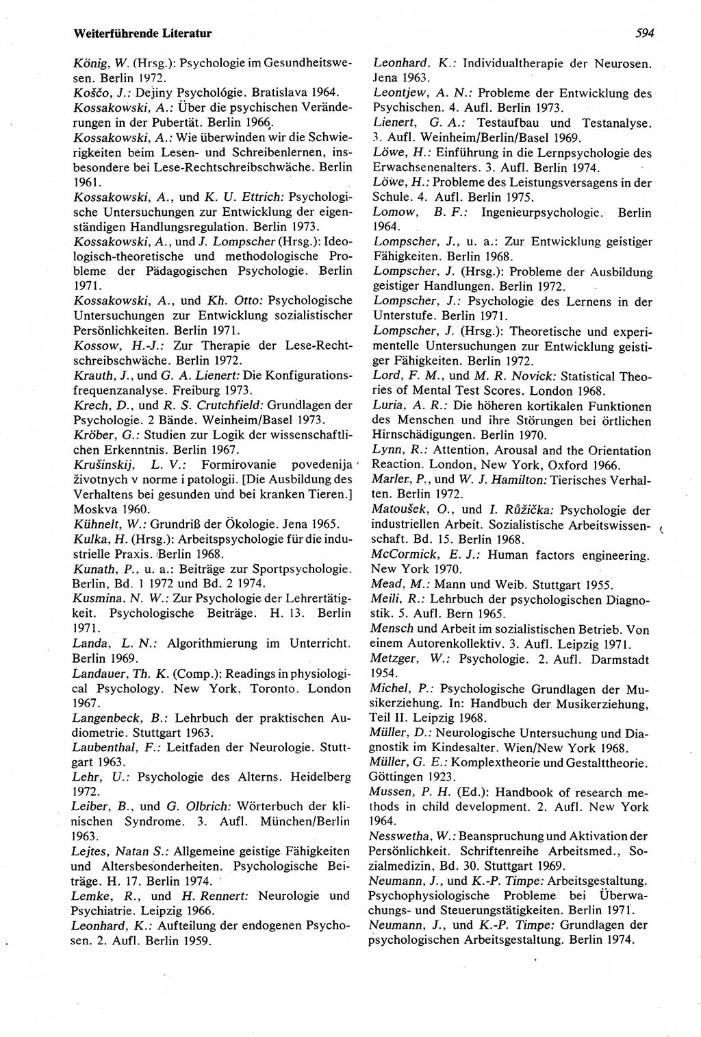 Wörterbuch der Psychologie [Deutsche Demokratische Republik (DDR)] 1976, Seite 594 (Wb. Psych. DDR 1976, S. 594)