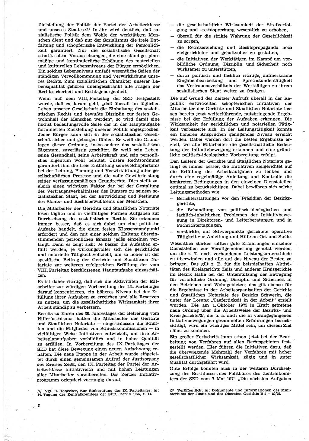 Neue Justiz (NJ), Zeitschrift für Recht und Rechtswissenschaft [Deutsche Demokratische Republik (DDR)], 30. Jahrgang 1976, Seite 2 (NJ DDR 1976, S. 2)