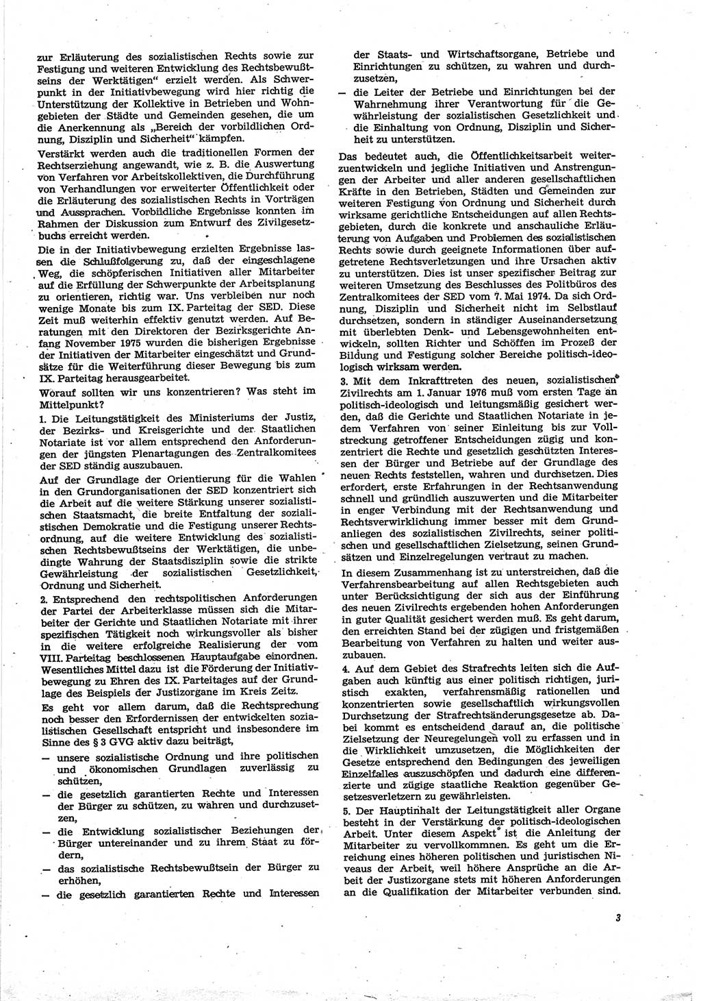 Neue Justiz (NJ), Zeitschrift für Recht und Rechtswissenschaft [Deutsche Demokratische Republik (DDR)], 30. Jahrgang 1976, Seite 3 (NJ DDR 1976, S. 3)