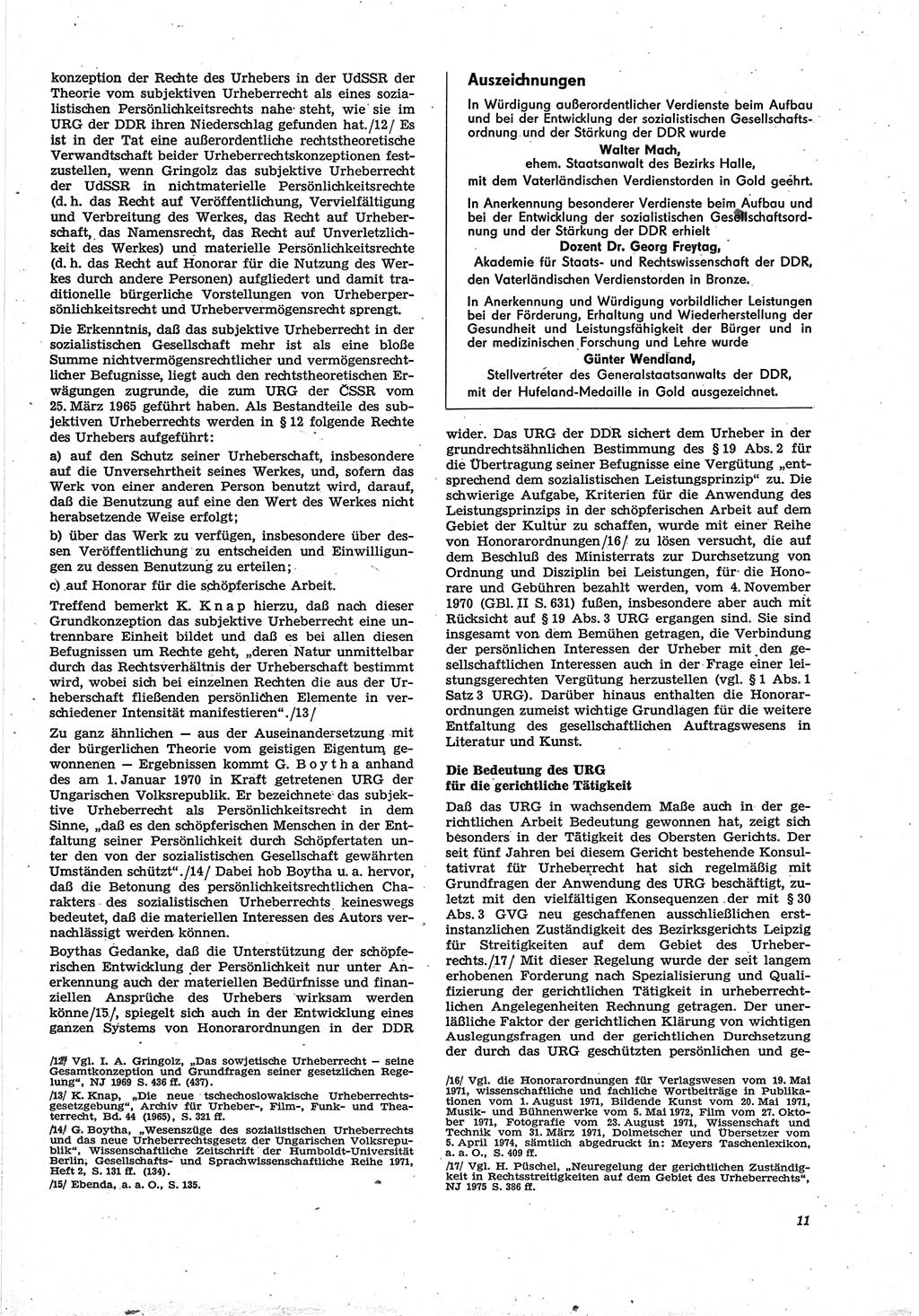 Neue Justiz (NJ), Zeitschrift für Recht und Rechtswissenschaft [Deutsche Demokratische Republik (DDR)], 30. Jahrgang 1976, Seite 11 (NJ DDR 1976, S. 11)