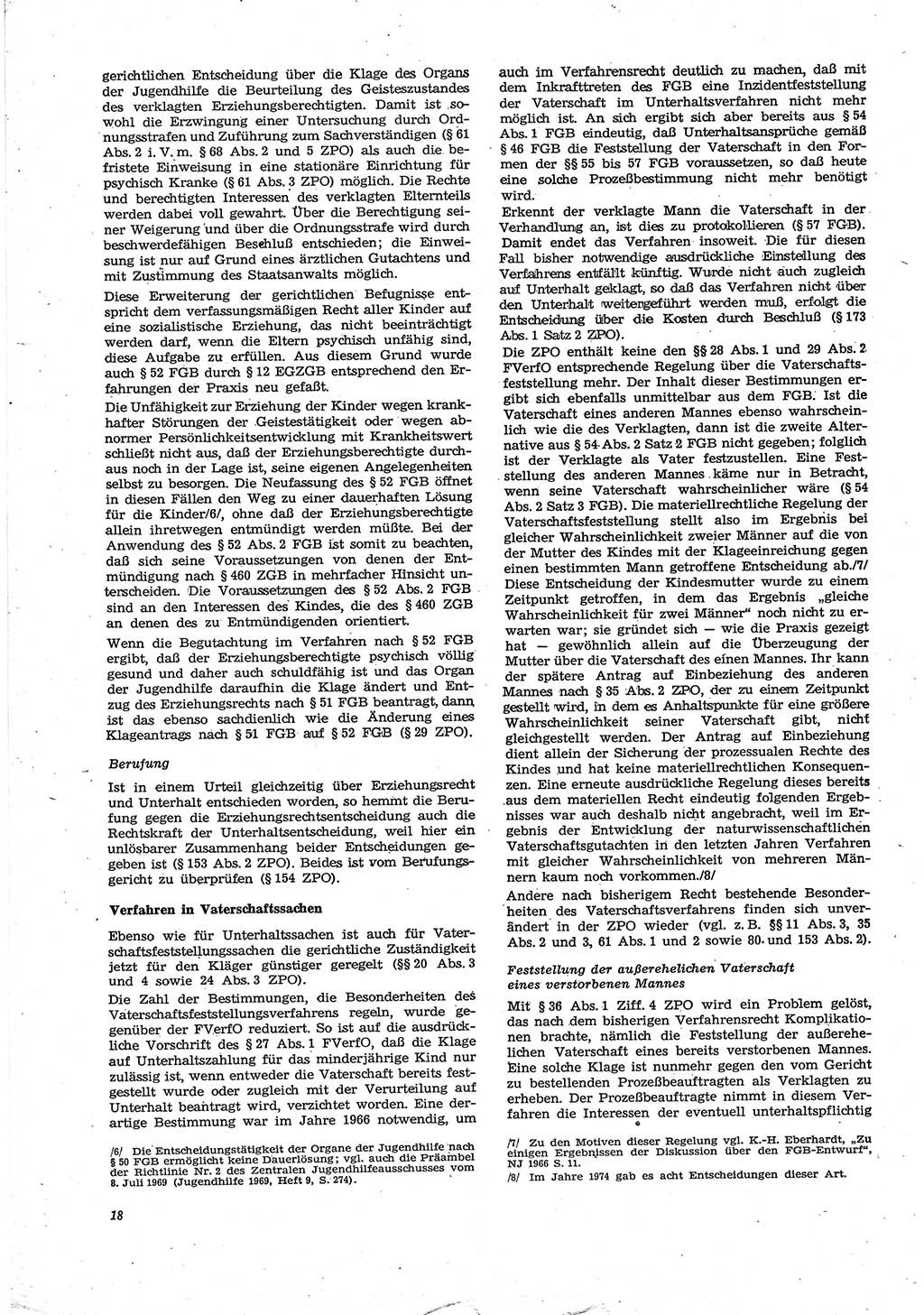 Neue Justiz (NJ), Zeitschrift für Recht und Rechtswissenschaft [Deutsche Demokratische Republik (DDR)], 30. Jahrgang 1976, Seite 18 (NJ DDR 1976, S. 18)