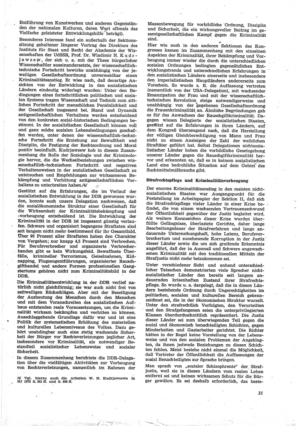 Neue Justiz (NJ), Zeitschrift für Recht und Rechtswissenschaft [Deutsche Demokratische Republik (DDR)], 30. Jahrgang 1976, Seite 21 (NJ DDR 1976, S. 21)