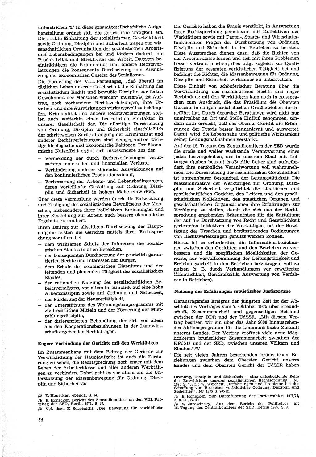 Neue Justiz (NJ), Zeitschrift für Recht und Rechtswissenschaft [Deutsche Demokratische Republik (DDR)], 30. Jahrgang 1976, Seite 34 (NJ DDR 1976, S. 34)