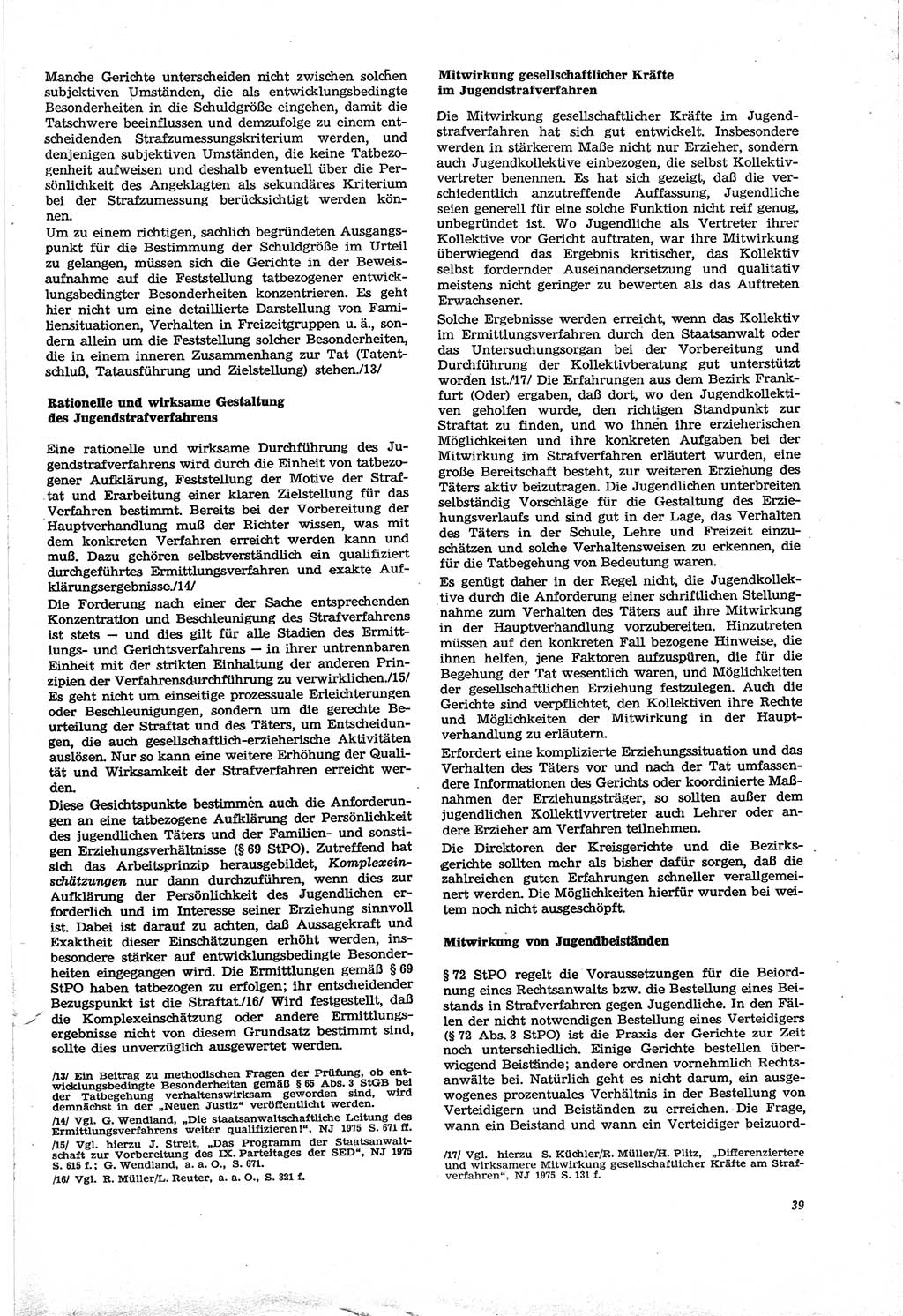 Neue Justiz (NJ), Zeitschrift für Recht und Rechtswissenschaft [Deutsche Demokratische Republik (DDR)], 30. Jahrgang 1976, Seite 39 (NJ DDR 1976, S. 39)