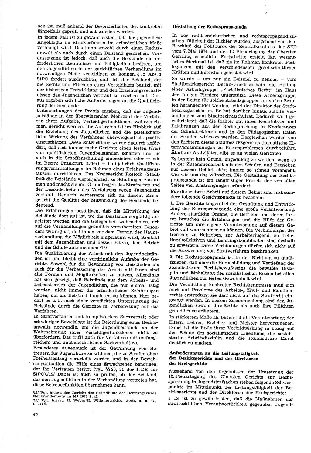 Neue Justiz (NJ), Zeitschrift für Recht und Rechtswissenschaft [Deutsche Demokratische Republik (DDR)], 30. Jahrgang 1976, Seite 40 (NJ DDR 1976, S. 40)