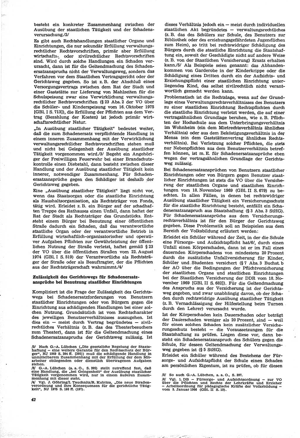 Neue Justiz (NJ), Zeitschrift für Recht und Rechtswissenschaft [Deutsche Demokratische Republik (DDR)], 30. Jahrgang 1976, Seite 42 (NJ DDR 1976, S. 42)