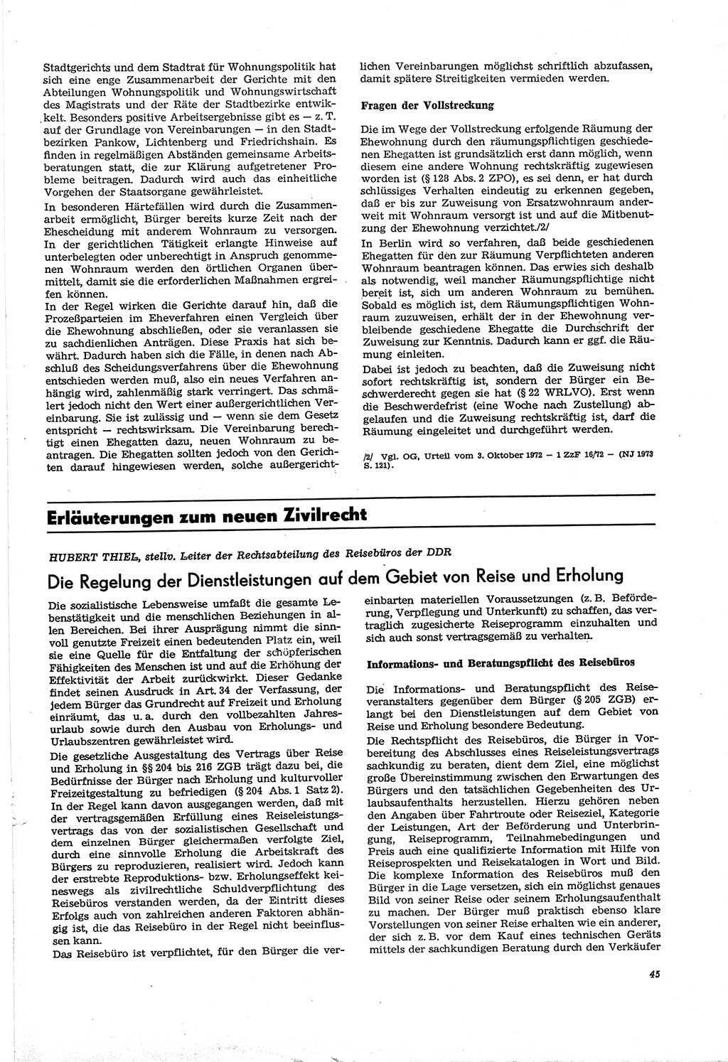 Neue Justiz (NJ), Zeitschrift für Recht und Rechtswissenschaft [Deutsche Demokratische Republik (DDR)], 30. Jahrgang 1976, Seite 45 (NJ DDR 1976, S. 45)