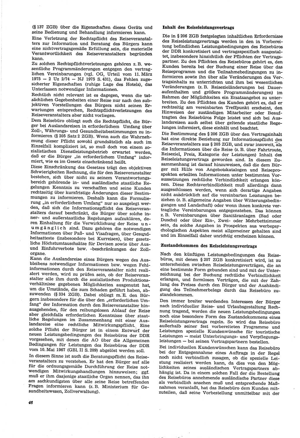 Neue Justiz (NJ), Zeitschrift für Recht und Rechtswissenschaft [Deutsche Demokratische Republik (DDR)], 30. Jahrgang 1976, Seite 46 (NJ DDR 1976, S. 46)