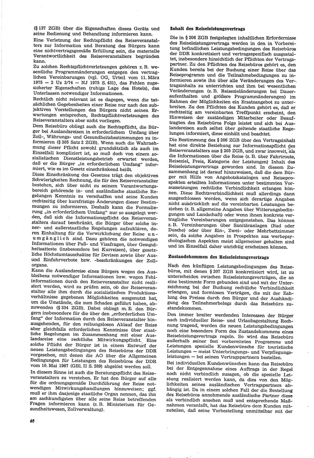 Neue Justiz (NJ), Zeitschrift für Recht und Rechtswissenschaft [Deutsche Demokratische Republik (DDR)], 30. Jahrgang 1976, Seite 46 (NJ DDR 1976, S. 46)