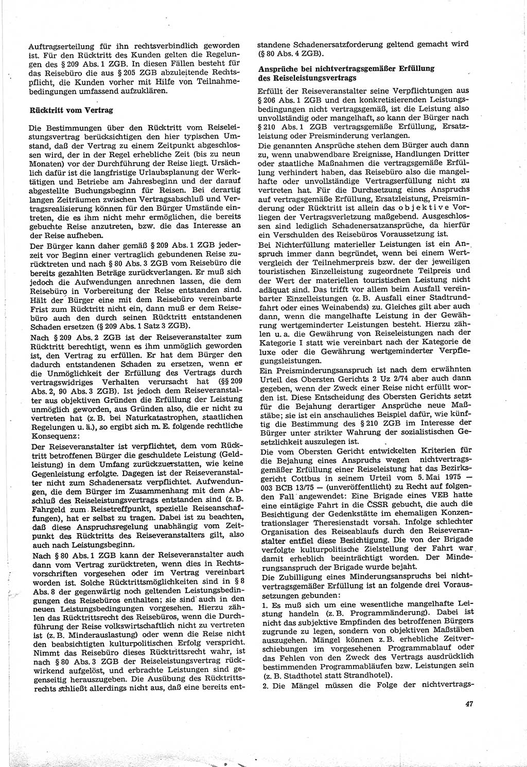 Neue Justiz (NJ), Zeitschrift für Recht und Rechtswissenschaft [Deutsche Demokratische Republik (DDR)], 30. Jahrgang 1976, Seite 47 (NJ DDR 1976, S. 47)