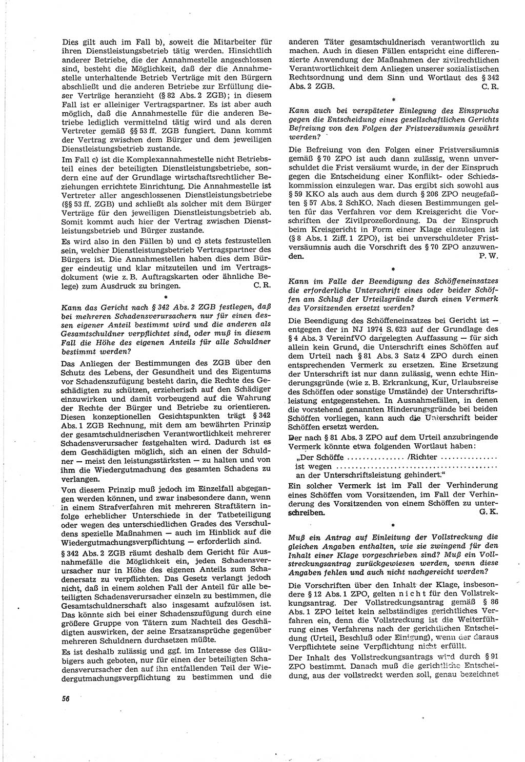 Neue Justiz (NJ), Zeitschrift für Recht und Rechtswissenschaft [Deutsche Demokratische Republik (DDR)], 30. Jahrgang 1976, Seite 56 (NJ DDR 1976, S. 56)