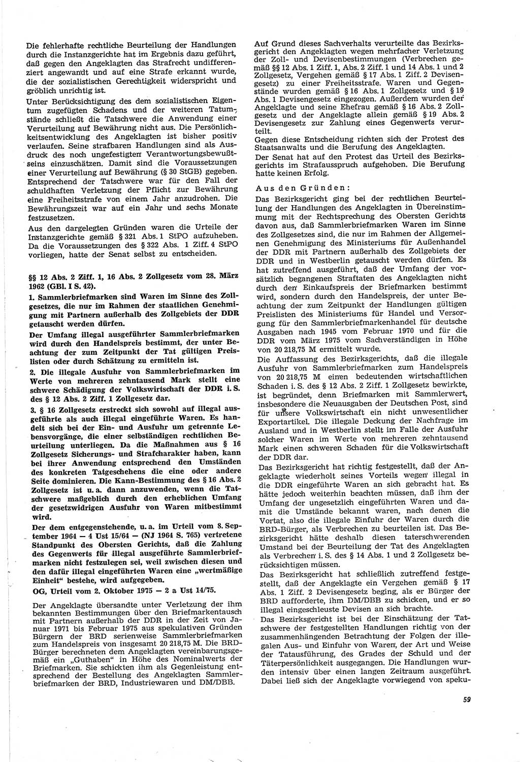 Neue Justiz (NJ), Zeitschrift für Recht und Rechtswissenschaft [Deutsche Demokratische Republik (DDR)], 30. Jahrgang 1976, Seite 59 (NJ DDR 1976, S. 59)