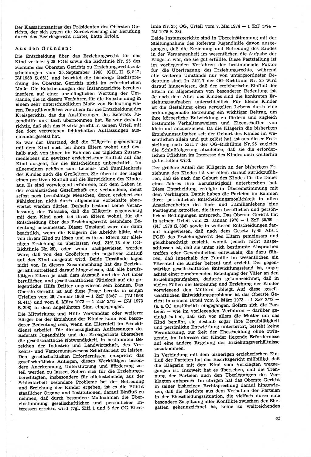 Neue Justiz (NJ), Zeitschrift für Recht und Rechtswissenschaft [Deutsche Demokratische Republik (DDR)], 30. Jahrgang 1976, Seite 61 (NJ DDR 1976, S. 61)