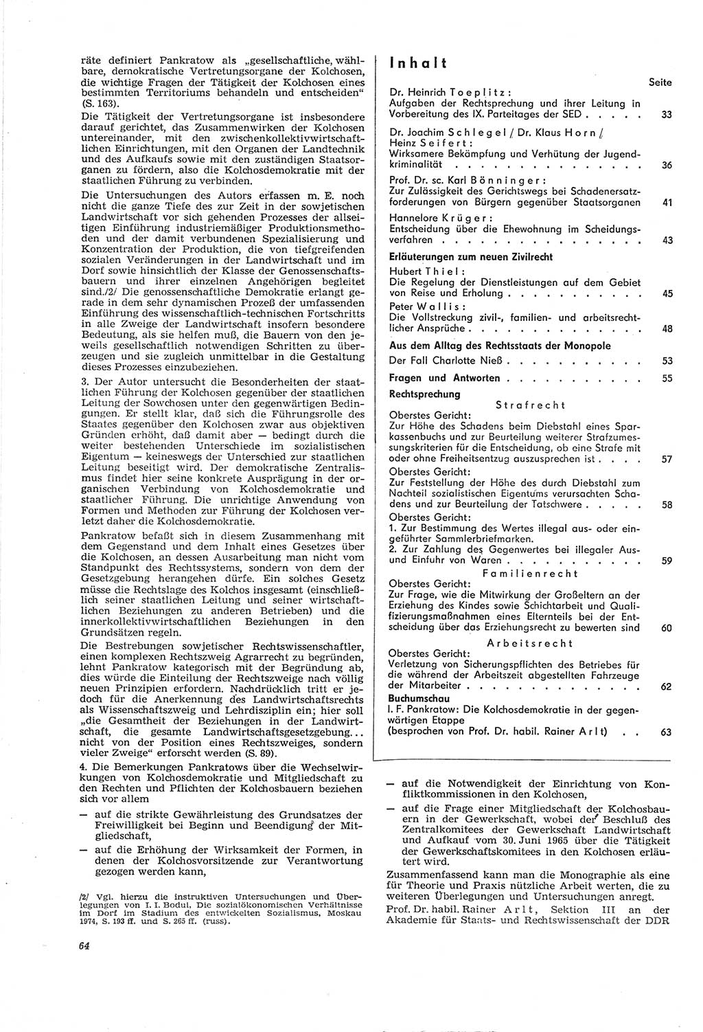 Neue Justiz (NJ), Zeitschrift für Recht und Rechtswissenschaft [Deutsche Demokratische Republik (DDR)], 30. Jahrgang 1976, Seite 64 (NJ DDR 1976, S. 64)