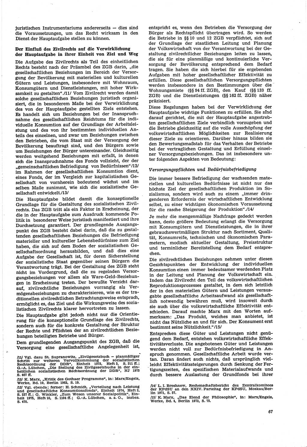 Neue Justiz (NJ), Zeitschrift für Recht und Rechtswissenschaft [Deutsche Demokratische Republik (DDR)], 30. Jahrgang 1976, Seite 67 (NJ DDR 1976, S. 67)