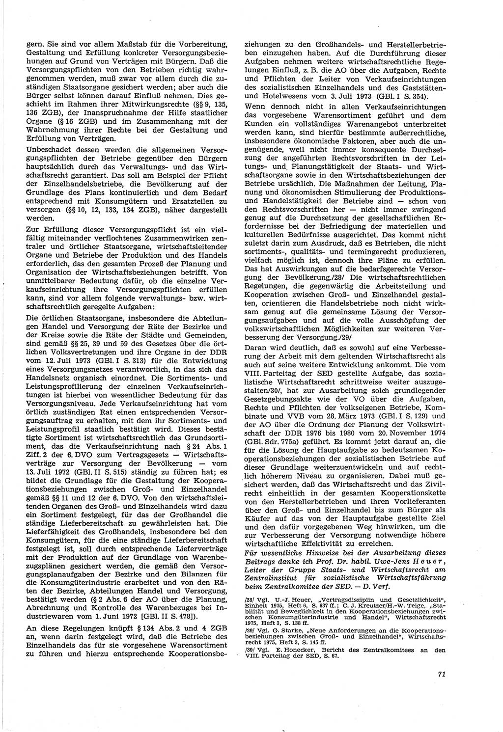 Neue Justiz (NJ), Zeitschrift für Recht und Rechtswissenschaft [Deutsche Demokratische Republik (DDR)], 30. Jahrgang 1976, Seite 71 (NJ DDR 1976, S. 71)