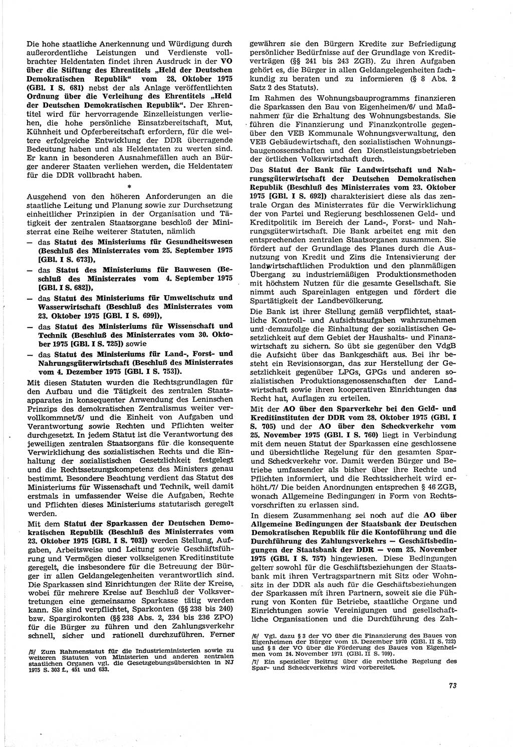 Neue Justiz (NJ), Zeitschrift für Recht und Rechtswissenschaft [Deutsche Demokratische Republik (DDR)], 30. Jahrgang 1976, Seite 73 (NJ DDR 1976, S. 73)